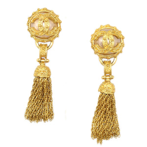 CHANEL Pearl Tassel Earrings