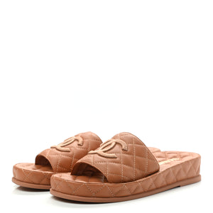 CHANEL CC Leather Slides